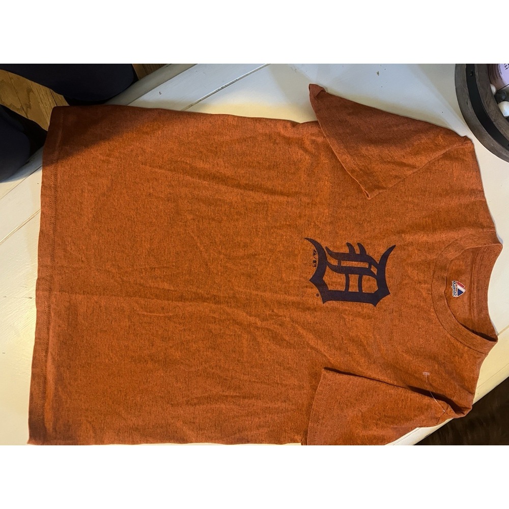 Detroit Tigers Majestic Heather Orange Graphic Tee Shirt Mens Medium MLB